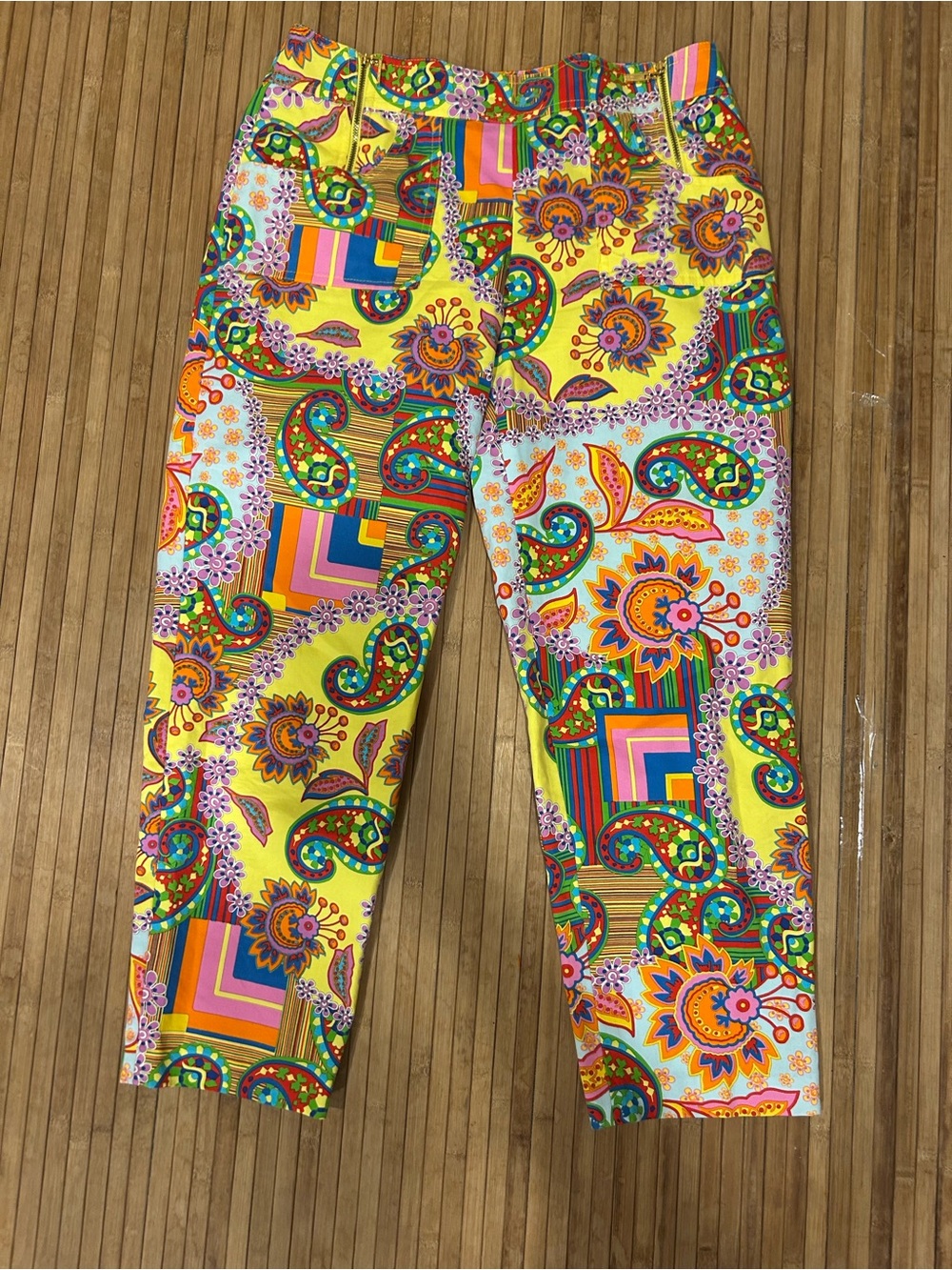 David Meister Women's Sz 4 Y2K Inspired Colorful Paisley Patterned Trouser Pants
